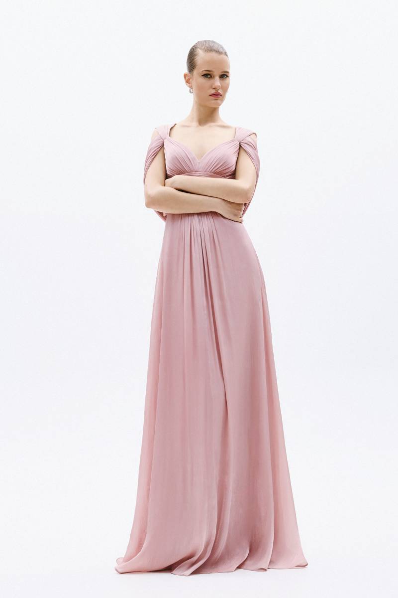 Robe de cérémonie avec décolleté V et bretelles larges à Marseille près de Cannes 