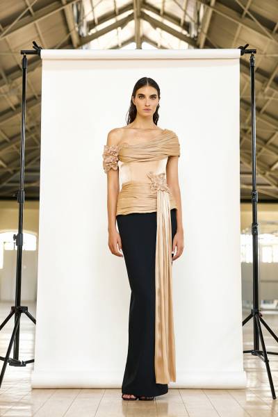 Ensemble doré et noir pour mère de la mariée à Marseille 