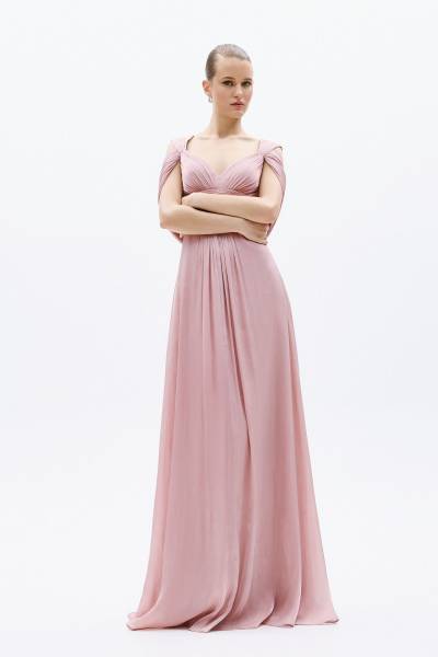 Robe de cérémonie avec décolleté V et bretelles larges à Marseille près de Cannes 