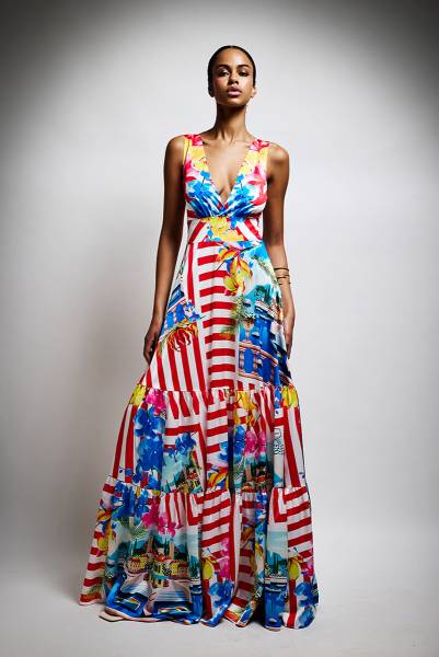 Robe de cocktail longue forme A et décolleté V Marseille